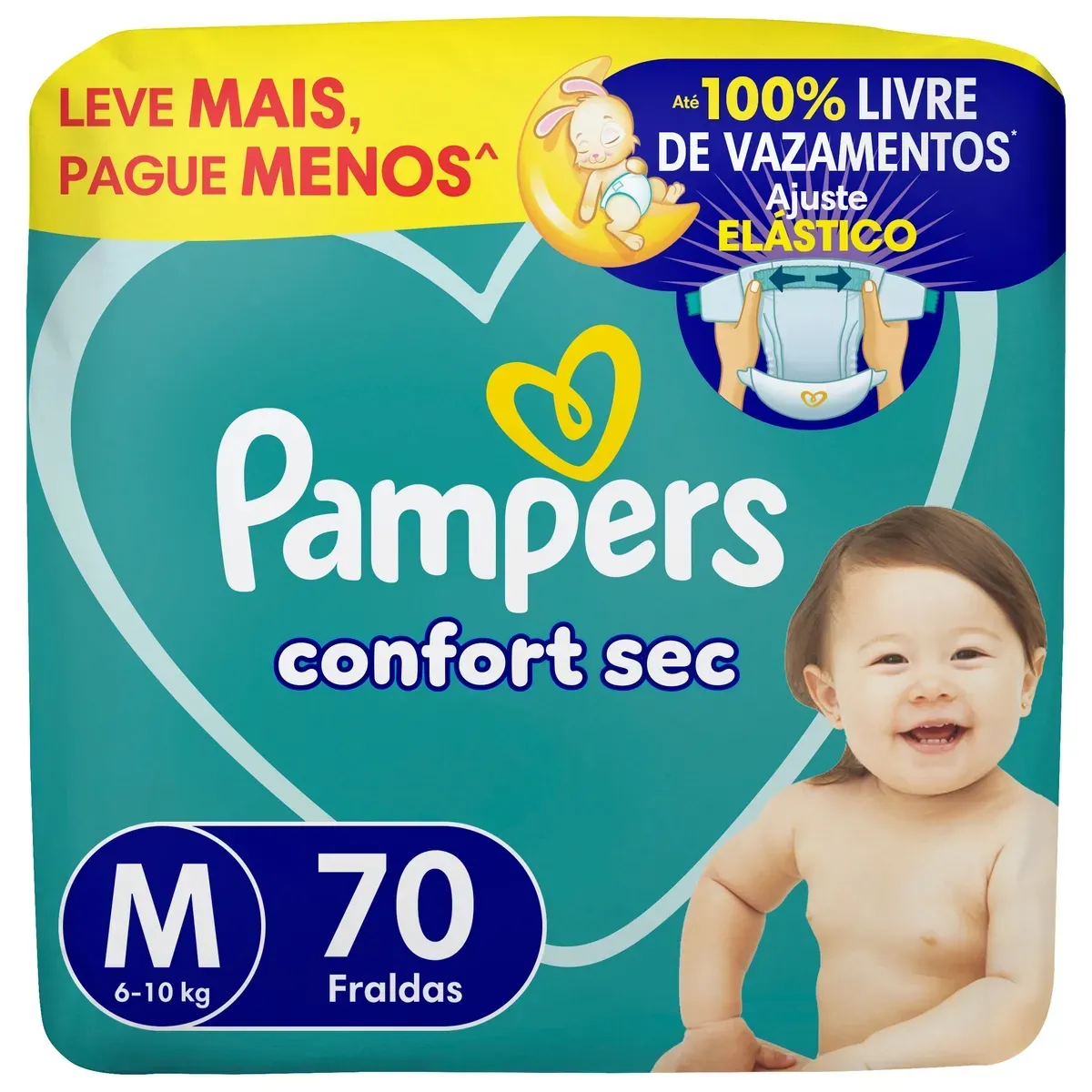 Fralda Descartável Confort Sec M Pampers 70UN