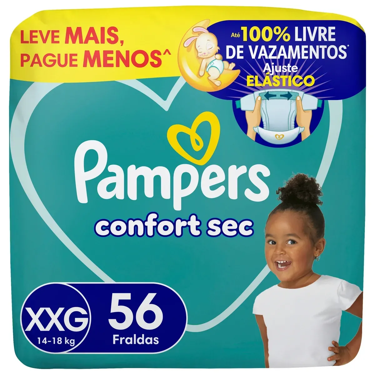 Fraldas Pampers Confort Sec XXG 56UN