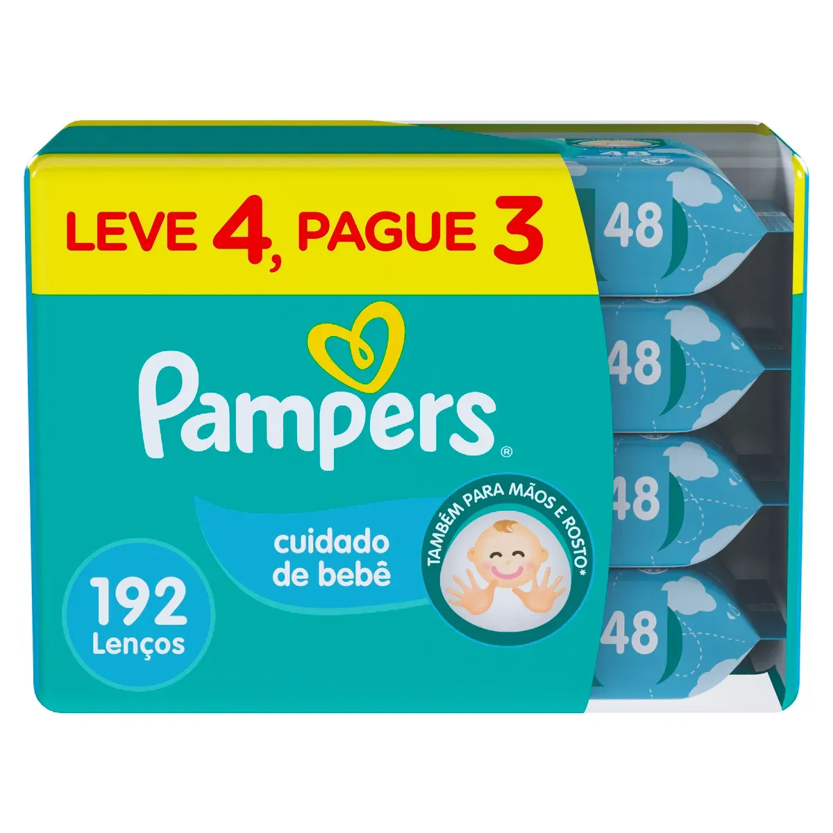 Lenços Umedecidos Pampers Cuidado de Bebê 192UN