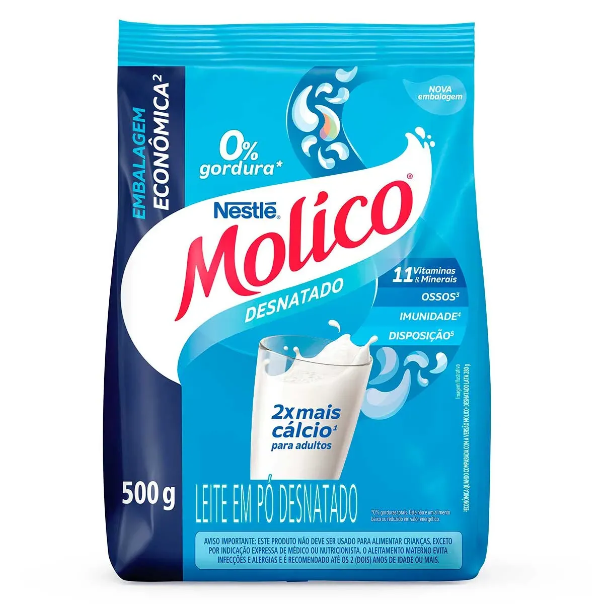 Leite em Pó Desnatado Sachet Molico 500G
