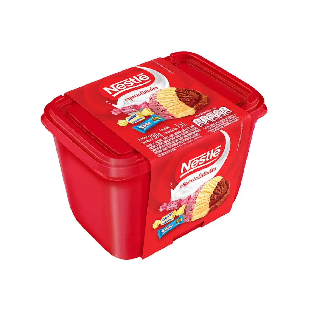 Sorvete Napolitano Especialidades Nestlé 1,5L