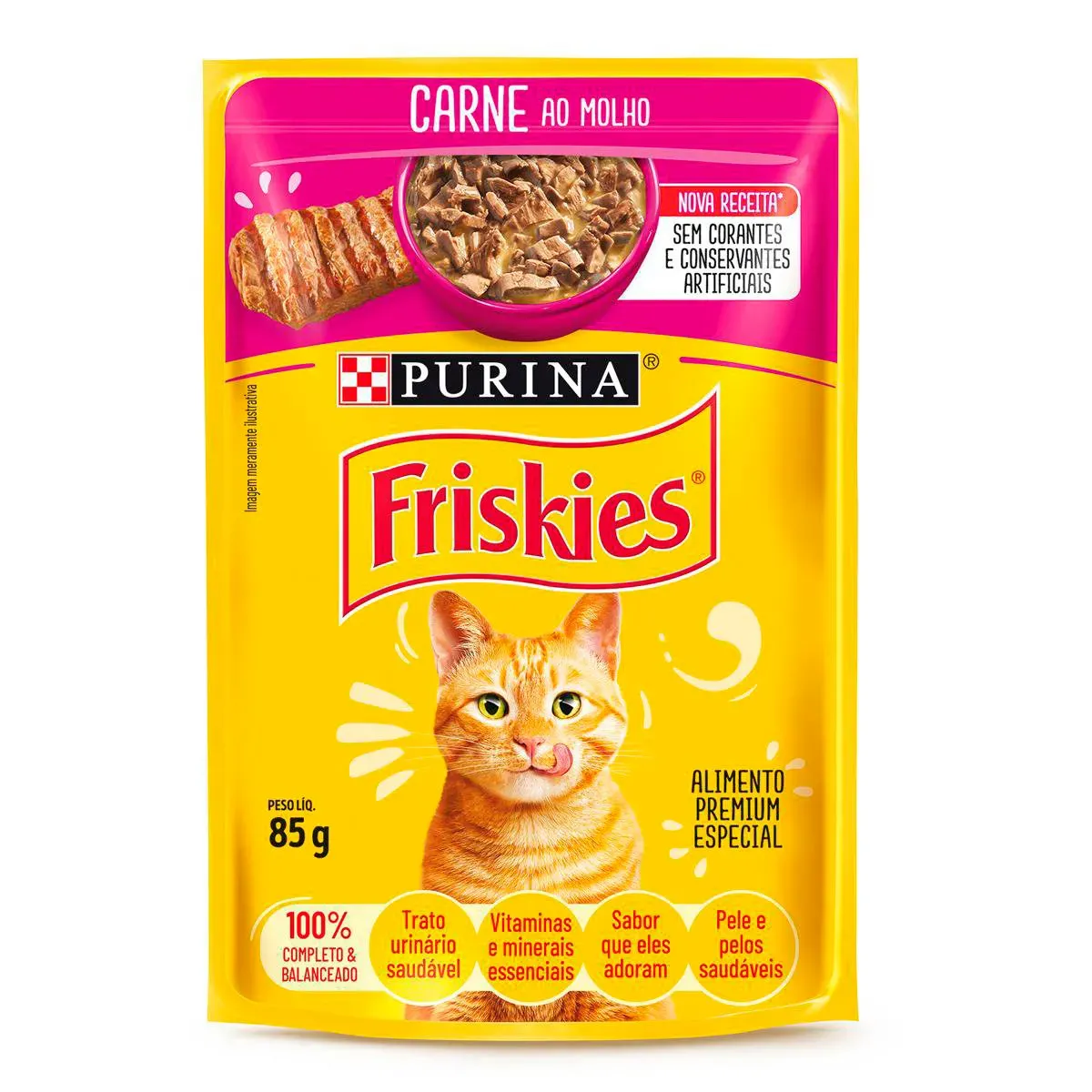 Ração Úmida Gato Friskies Carne Molho Purina 85G