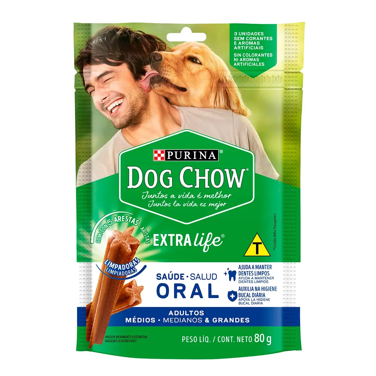 Petisco Cachorro Dog Chow Saúde Oral Carne 80G