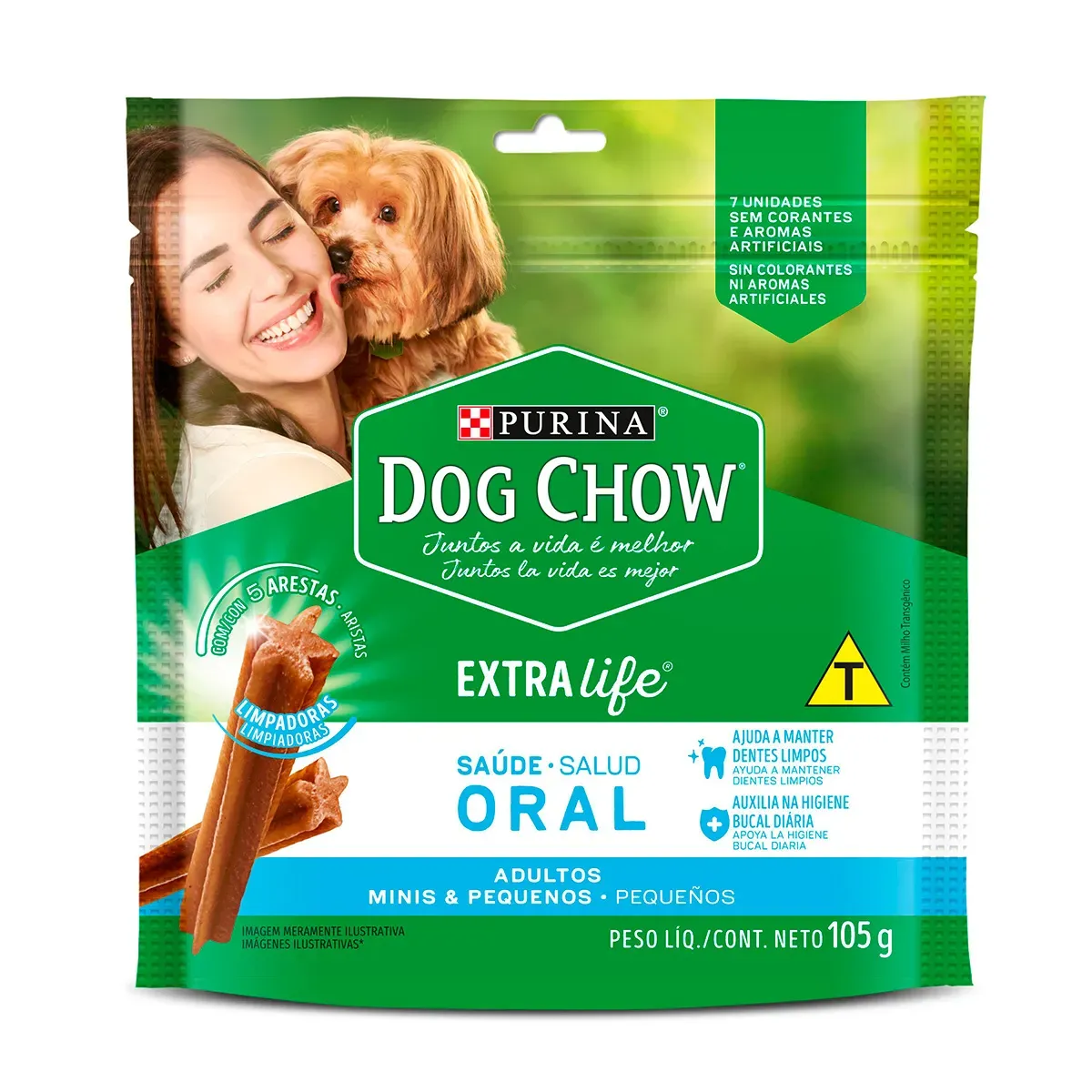 Petisco Cachorro Dog Chow Saúde Oral Carne 105G