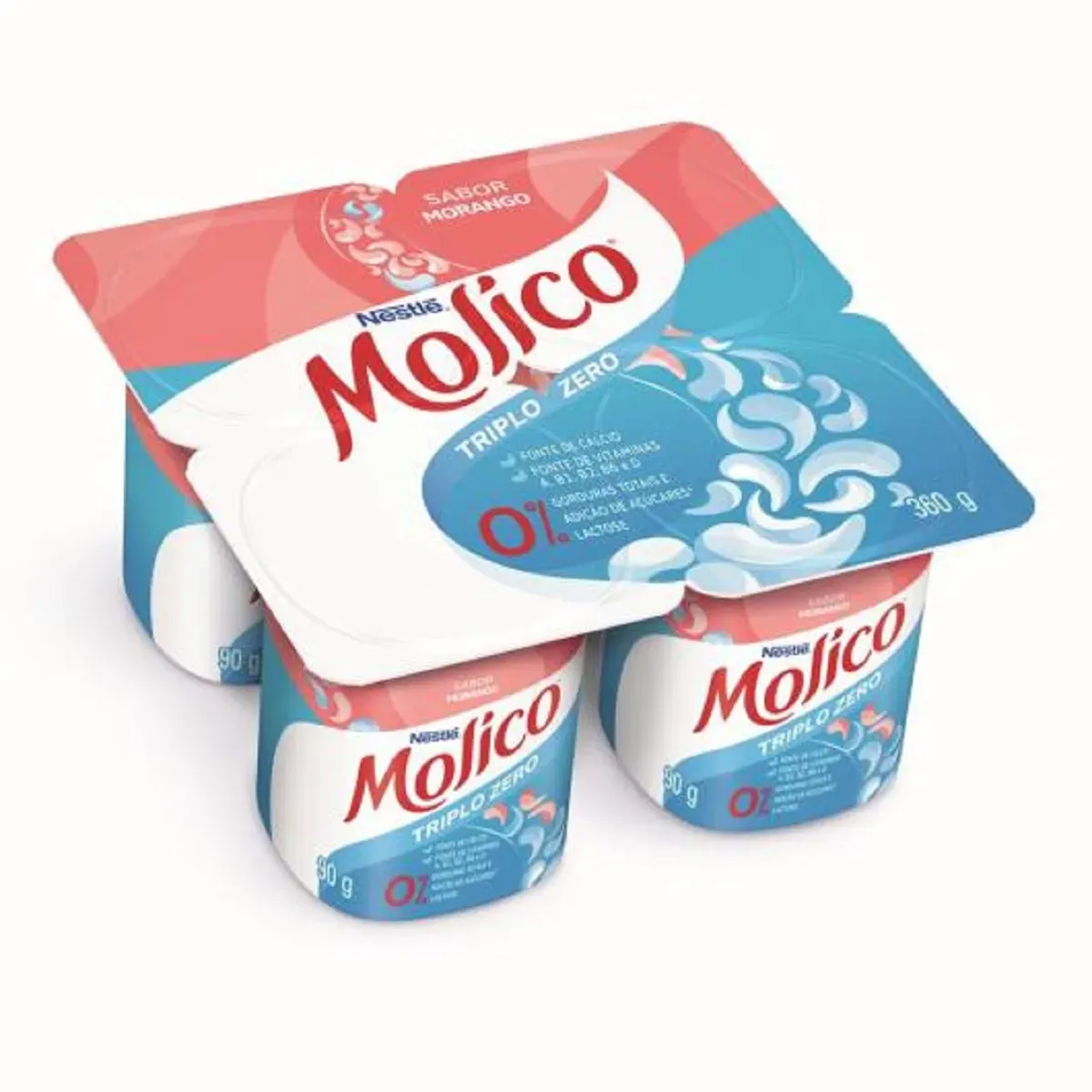 Iogurte Morango Triplo Zero Lactose Molico 90G 4UN