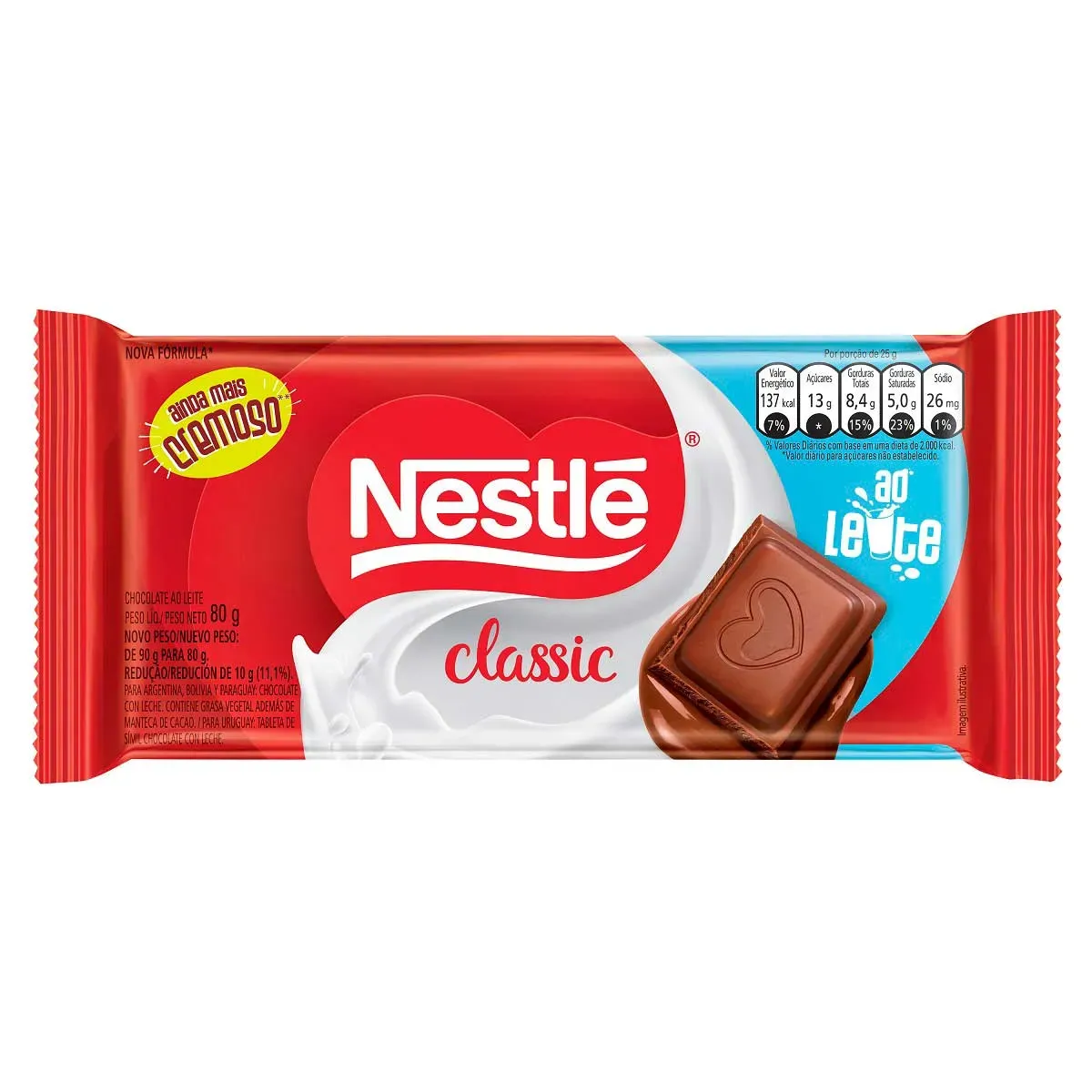 Chocolate em Tablete NESTLÉ Ao Leite 80G
