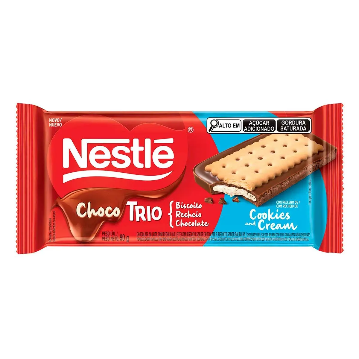 Chocolate em Tablete Chocotrio Cookies Nestlé 90G