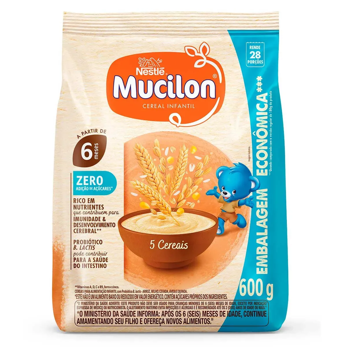 Cereal Infantil Mucilon 5 Cereais zero 600G