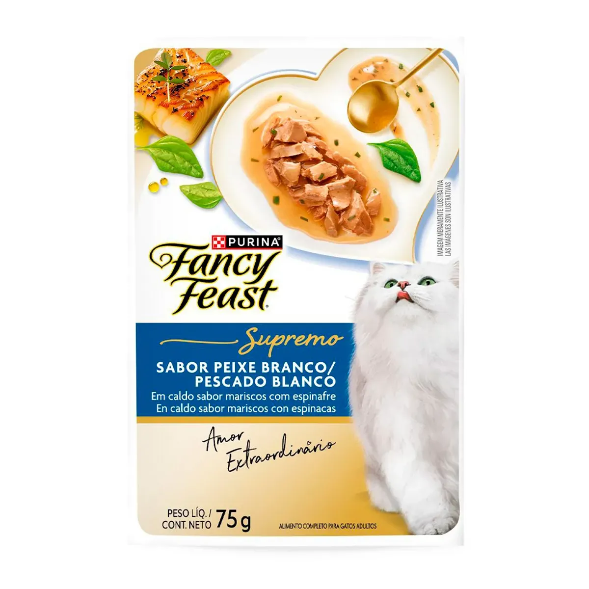 Fancy Feast Gatos Supremo Peixe Branco Purina 75G