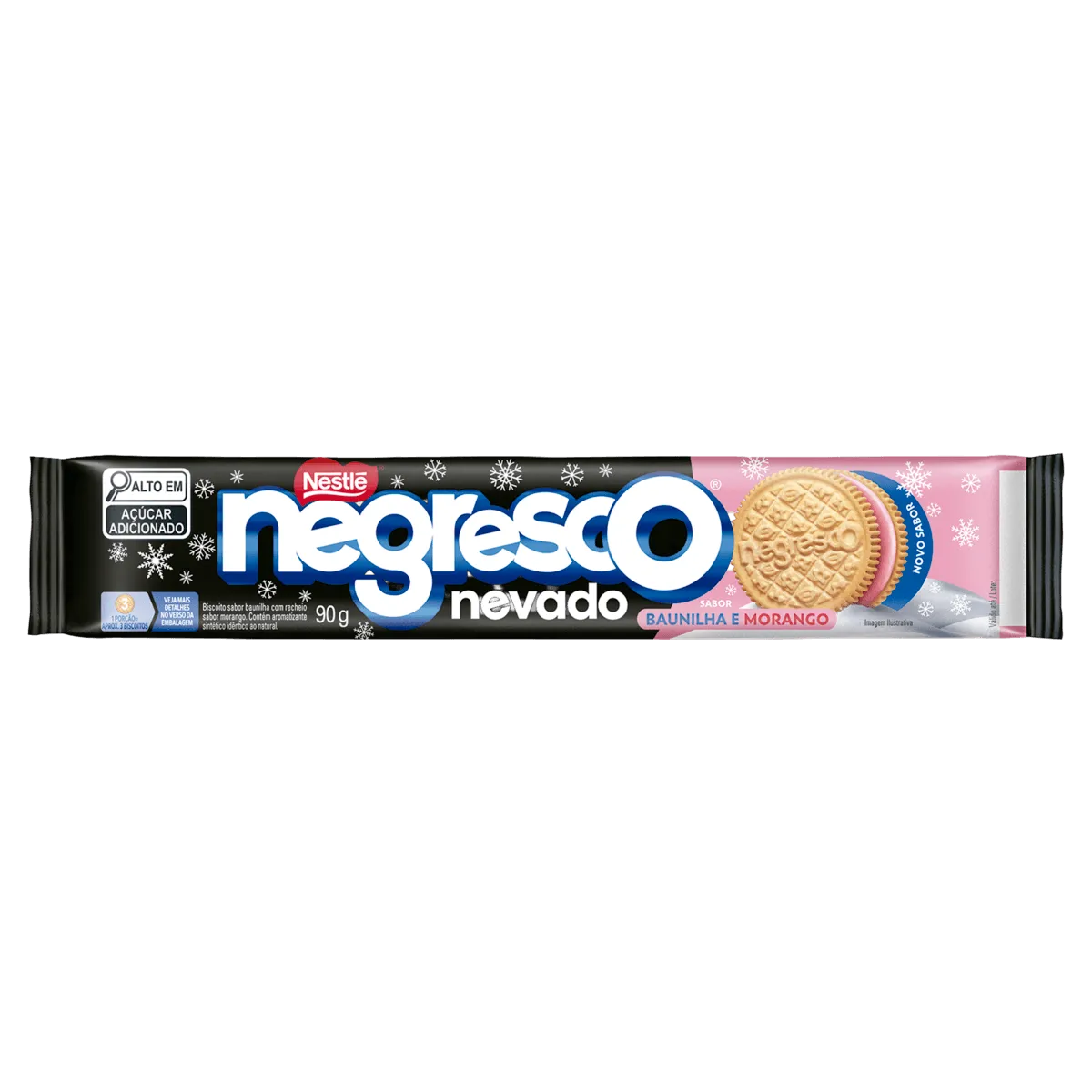 Biscoito Recheado Negresco Nevado Morango 90G