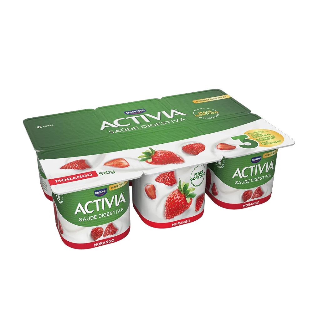 Leite Fermentado Integral Morango Activia 510G 6UN