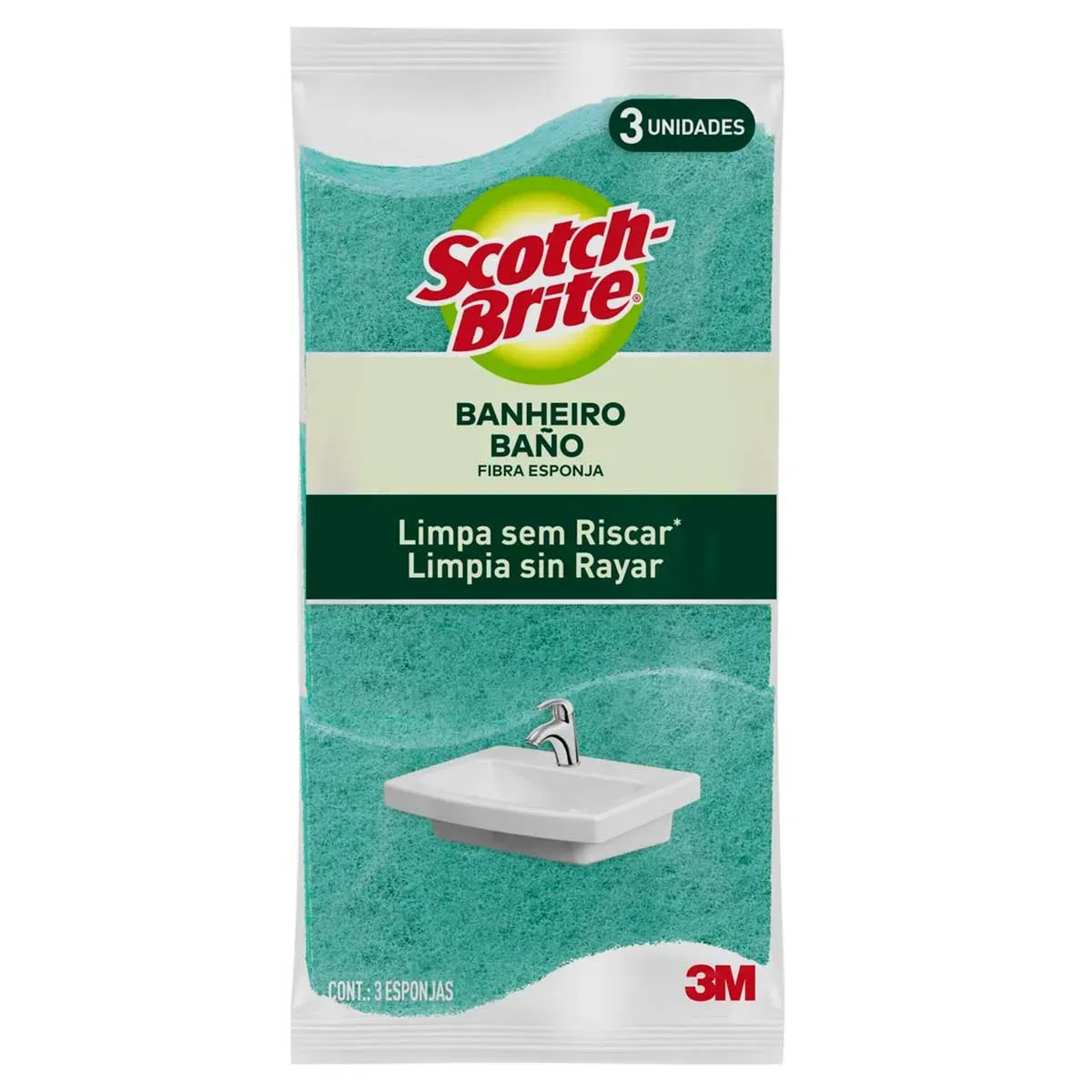 Esponja para Limpeza de Banheiro Scotch-Brite 3UN