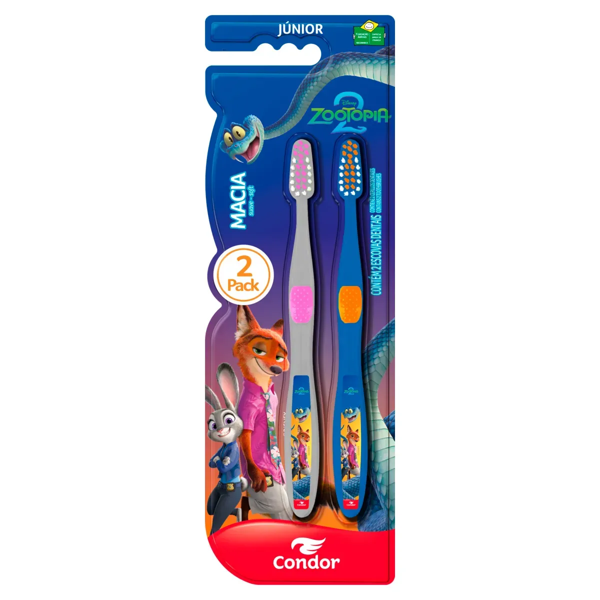 Escova Dental Infantil Macia Zootopia 2 Condor 2UN