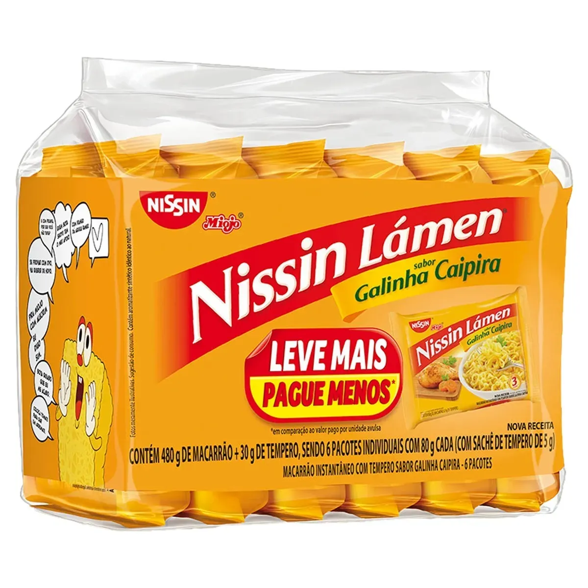 Macarrão Instantâneo Lámen Tempero Nissin 510G 6UN