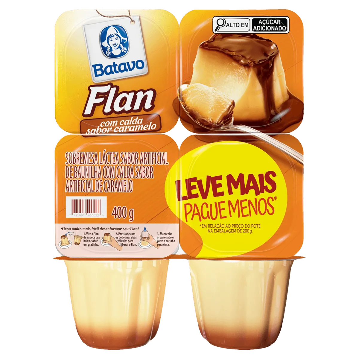 Flan Baunilha Calda Caramelo Batavo 400G 4UN