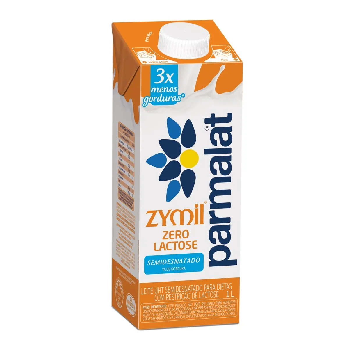 Leite Zero Lactose Semidesnatado ZYMIL Parmalat 1L