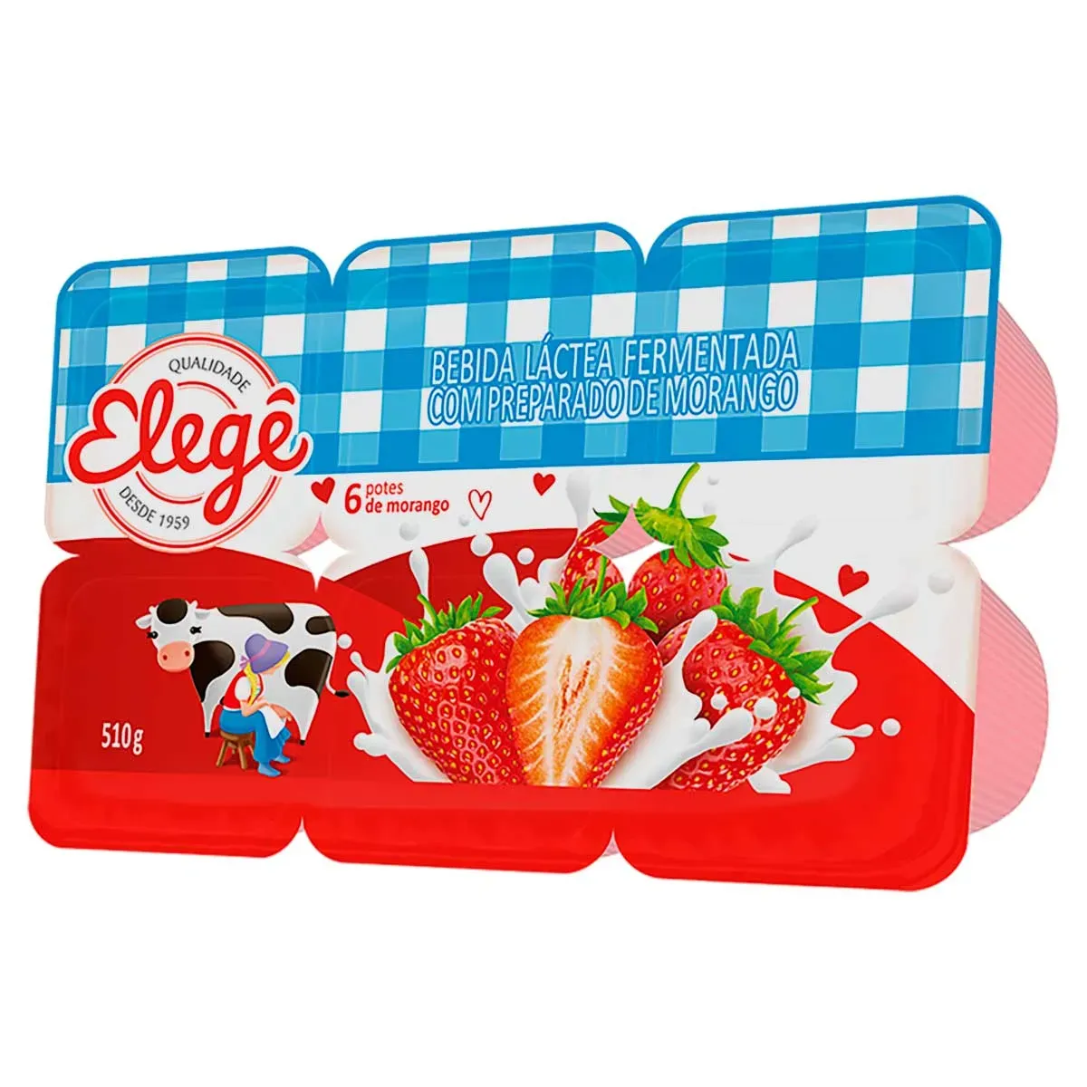 Bebida Láctea Fermentada Morango Elegê 510G 6UN