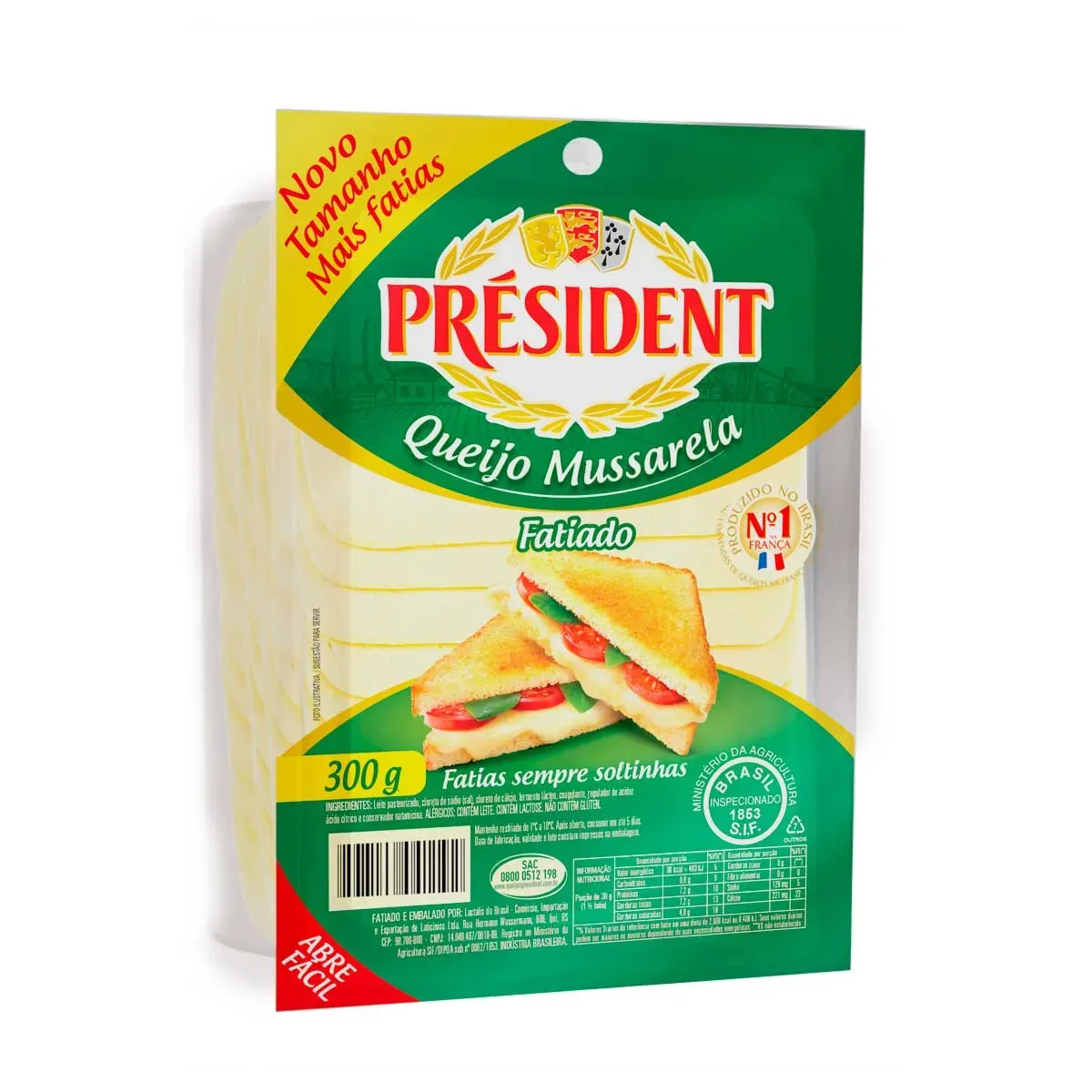 Queijo Mussarela Fatiado President 300G