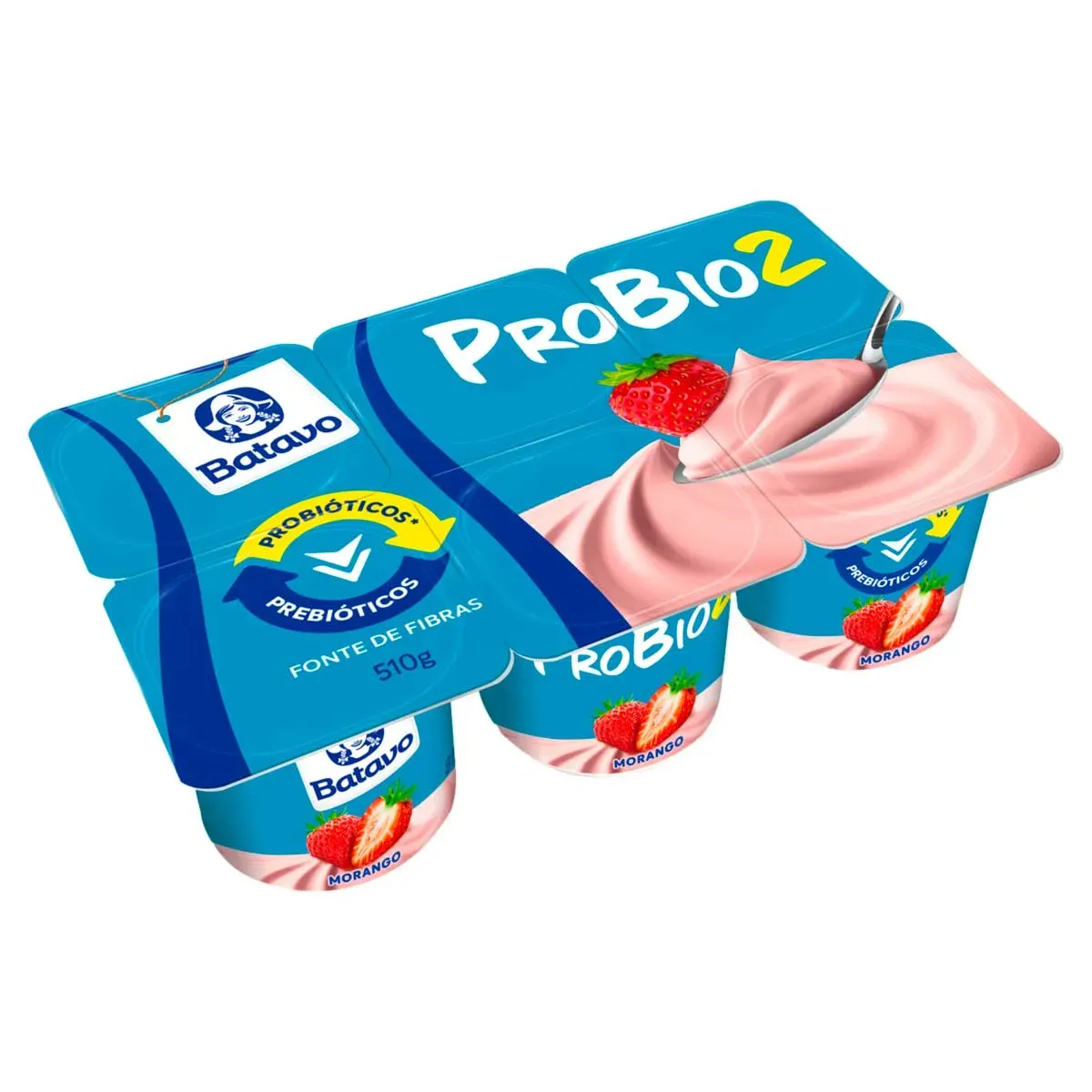 Iogurte Integral Morango Probio2 Batavo 510G 6UN