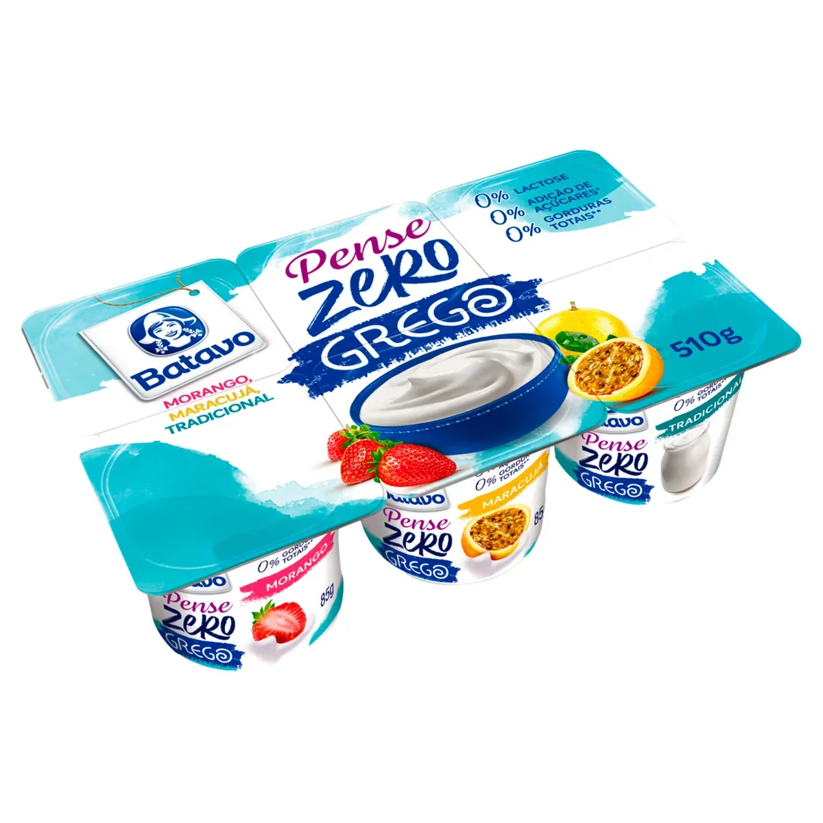 Iogurte Desnatado Grego Morango Batavo 510G 6UN