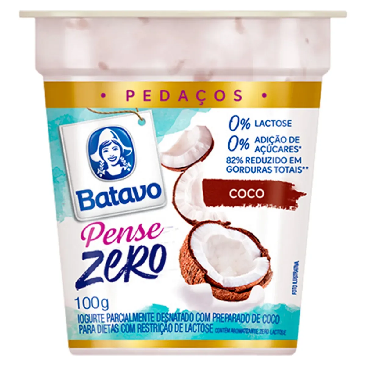 Iogurte Coco Zero Lactose Pedaços Copo Batavo 100G