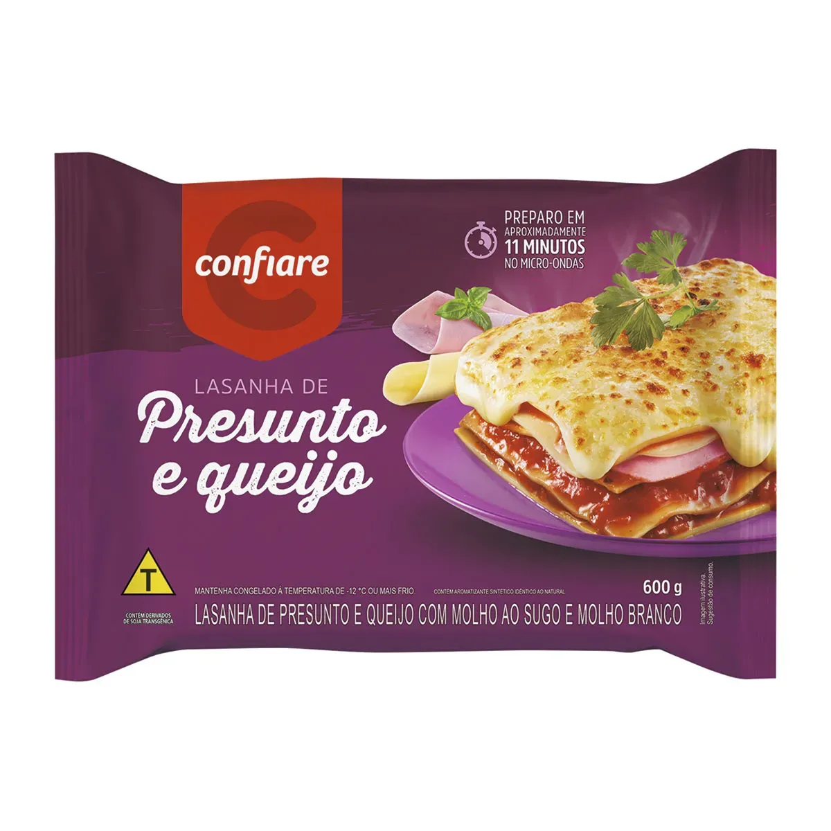 Lasanha Confiare Presunto e Queijo 600G