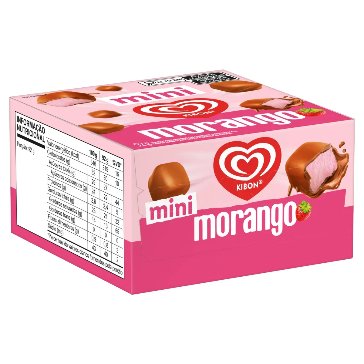 Minisorvete Morango Cobertura Chocolate Kibon 92G