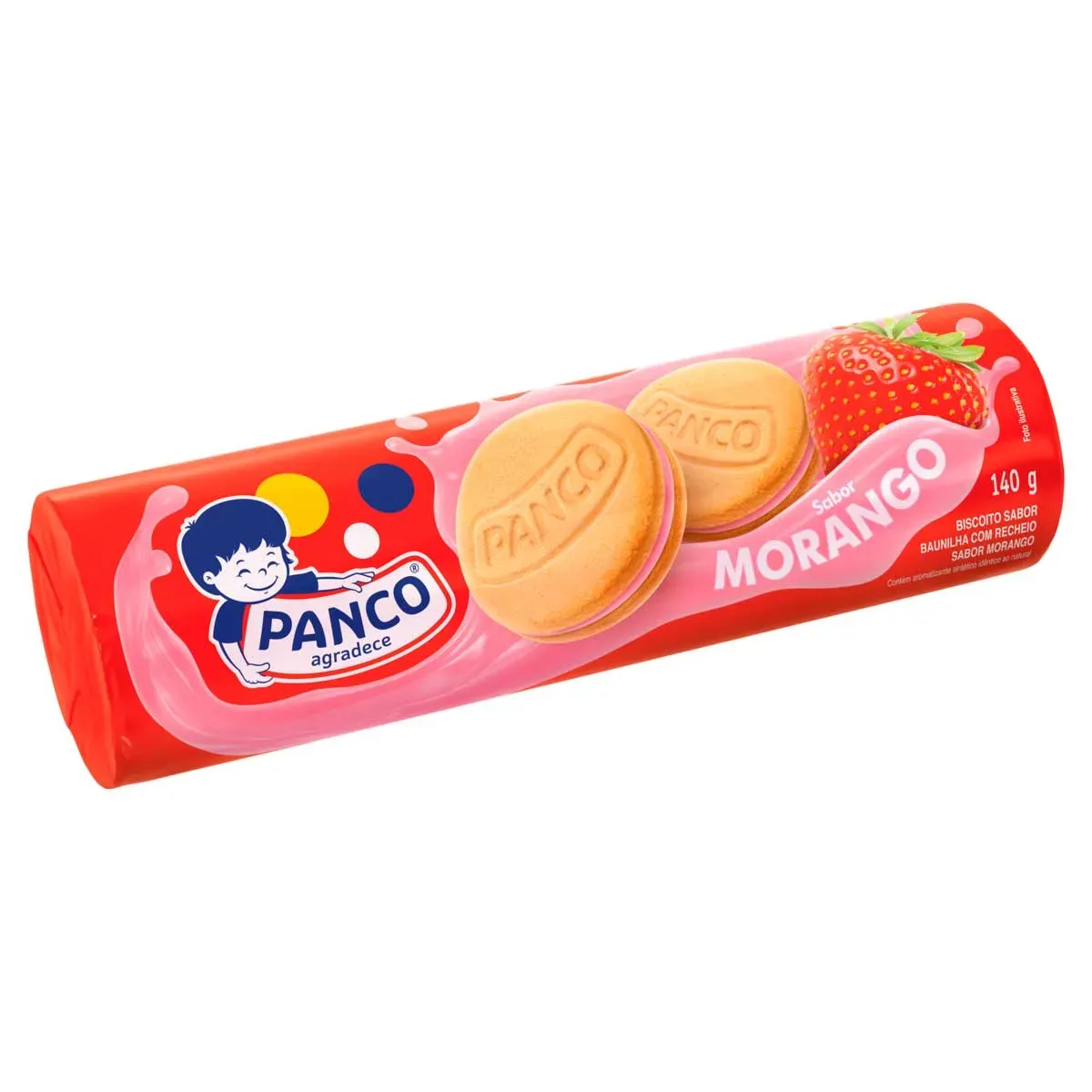 Biscoito Recheado Baunilha Morango Panco 140G