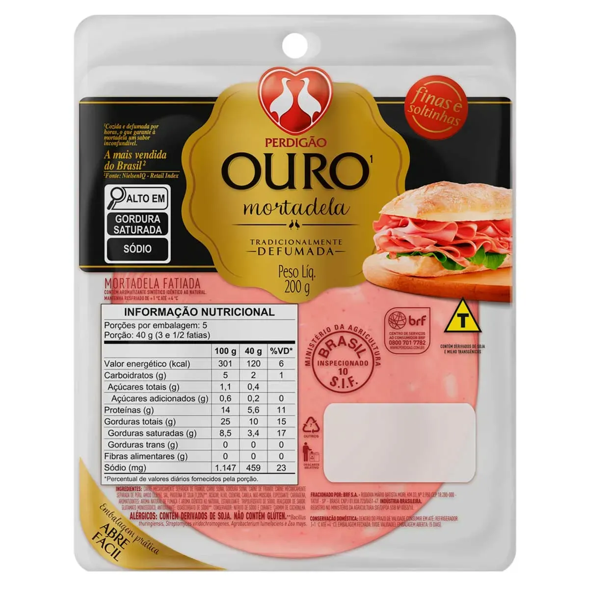 Mortadela Ouro Fatiada Perdigão 200G