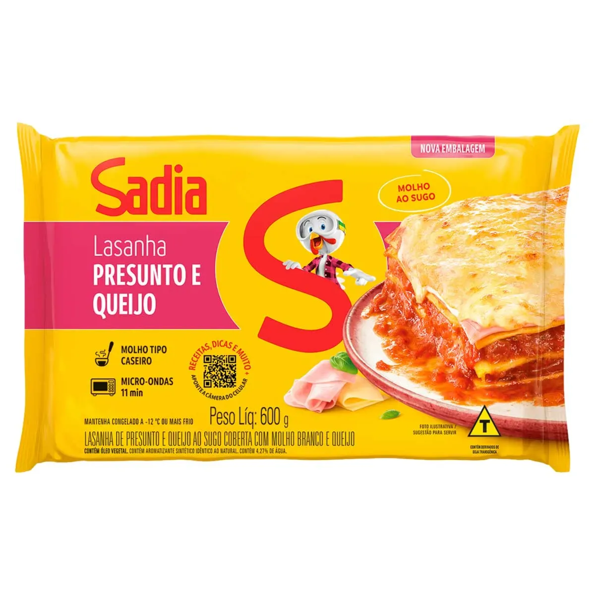 Lasanha de Presunto e Queijo ao Sugo Sadia 600G