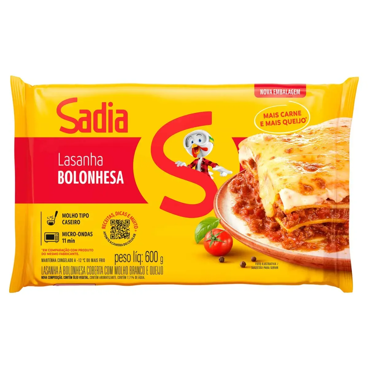 Lasanha à Bolonhesa com Molho Vermelho Sadia 600G