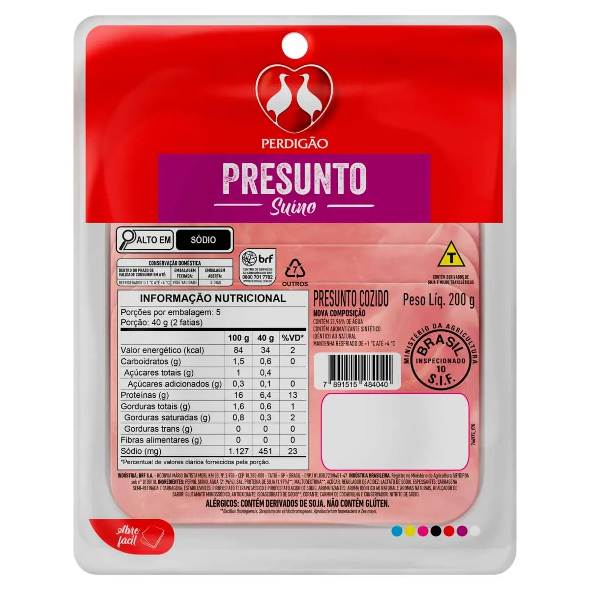 Presunto Cozido Fatiado Perdigão 200G