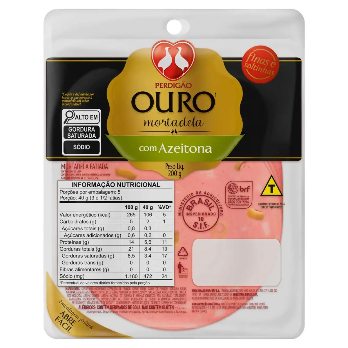 Mortadela com Azeitona Ouro Perdigão 200G