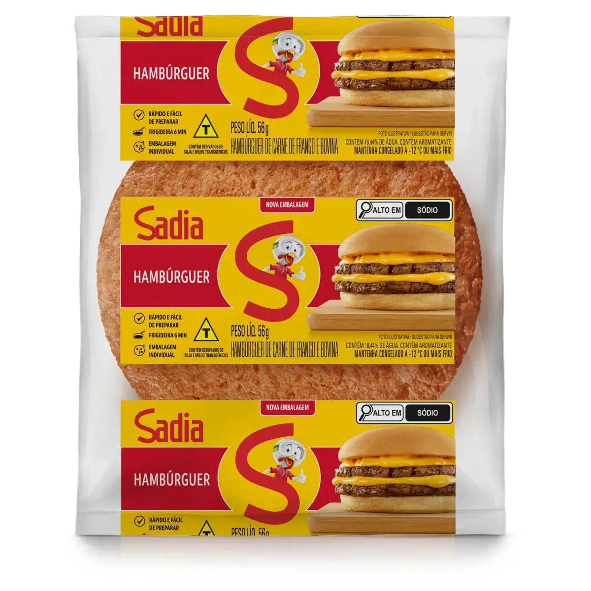Hambúrguer Misto Carne Frango Bovina Sadia 56G