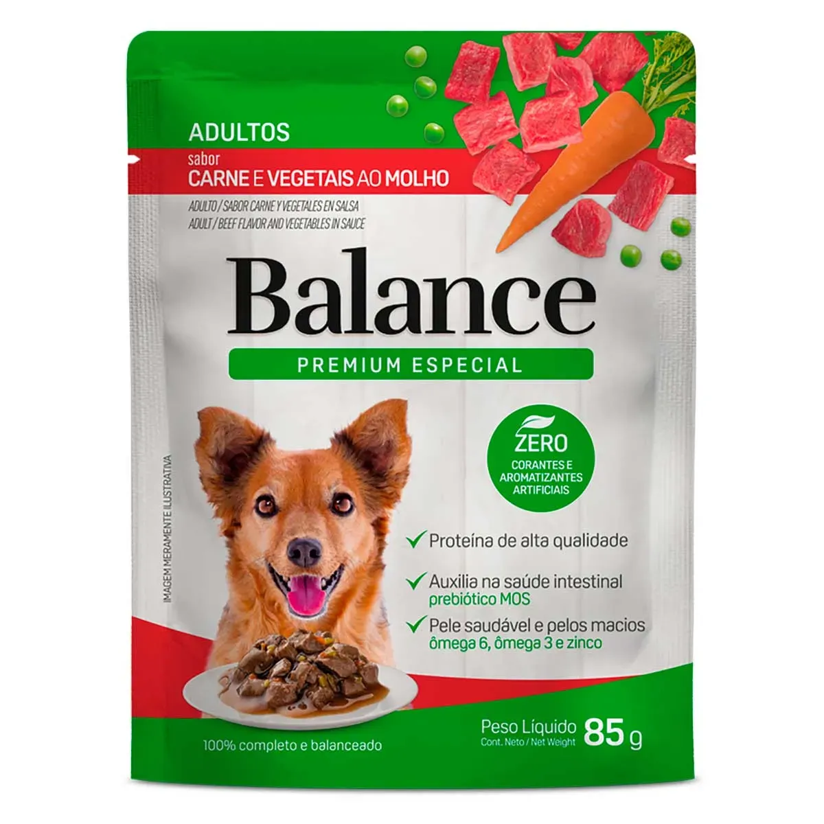 Ração Úmida Carne e Molho Vegano Balance UN
