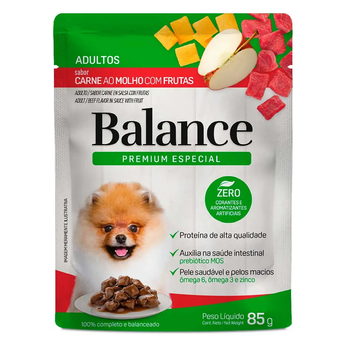 Ração Úmida Carne Molho de Frutas Balance UN