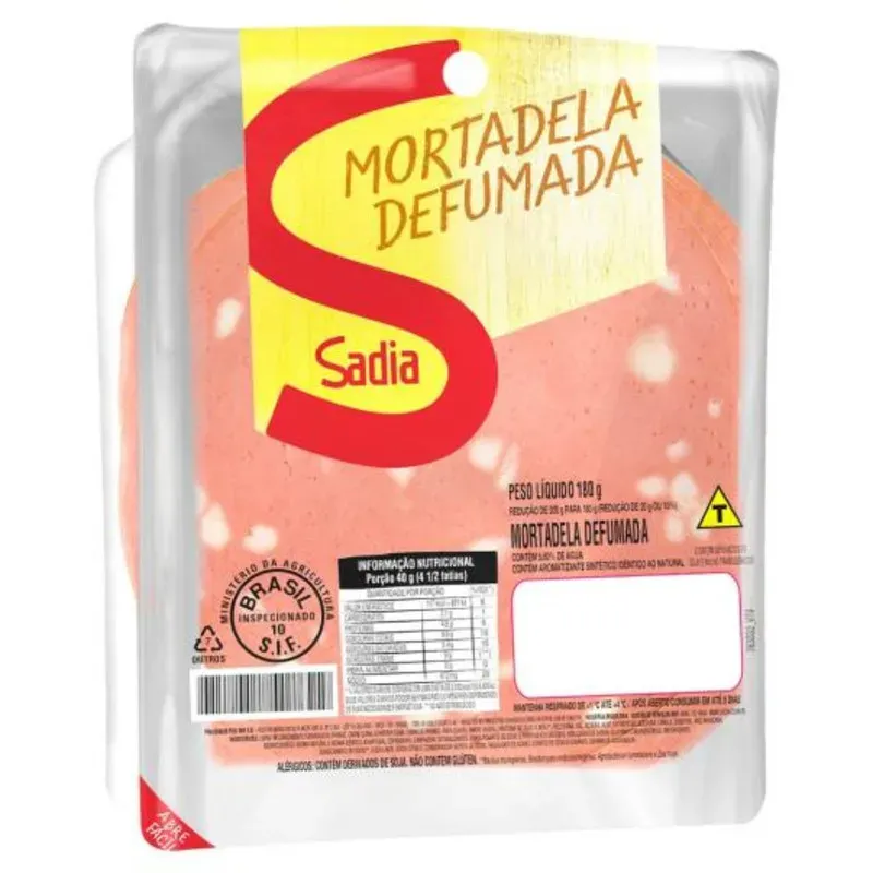 Mortadela Defumada Fatiada Sadia 180G