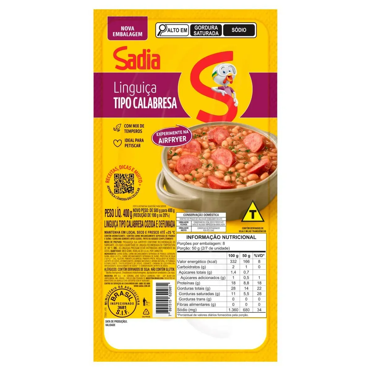 Linguiça Tipo Calabresa Sadia 400G
