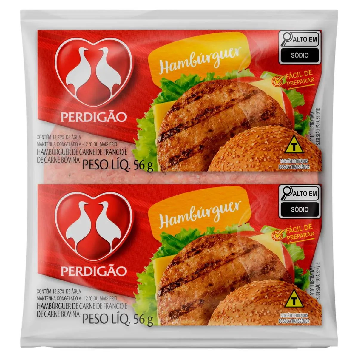 Hambúrguer carne frango carne bovina Perdigão 56G