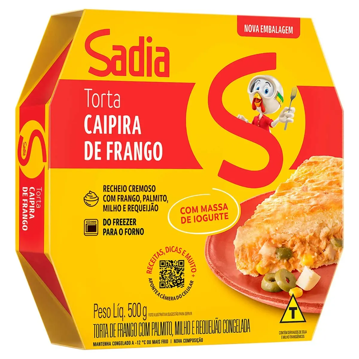 Torta Massa Iogurte Frango Palmito Sadia 500G