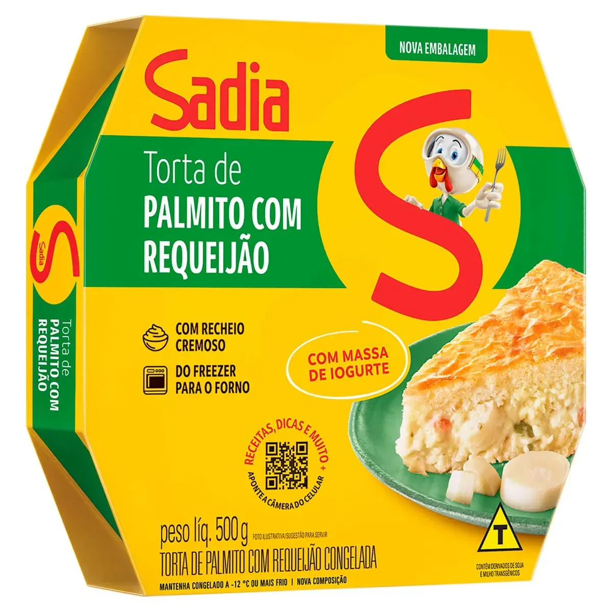 Torta Massa Iogurte Palmito Requeijão Sadia 500G