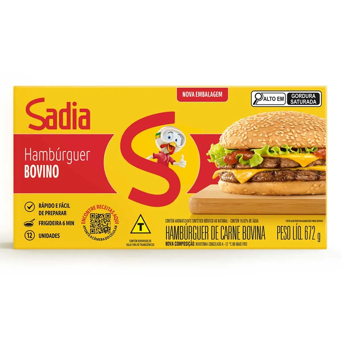 Hambúrguer Bovino Sadia 12UN