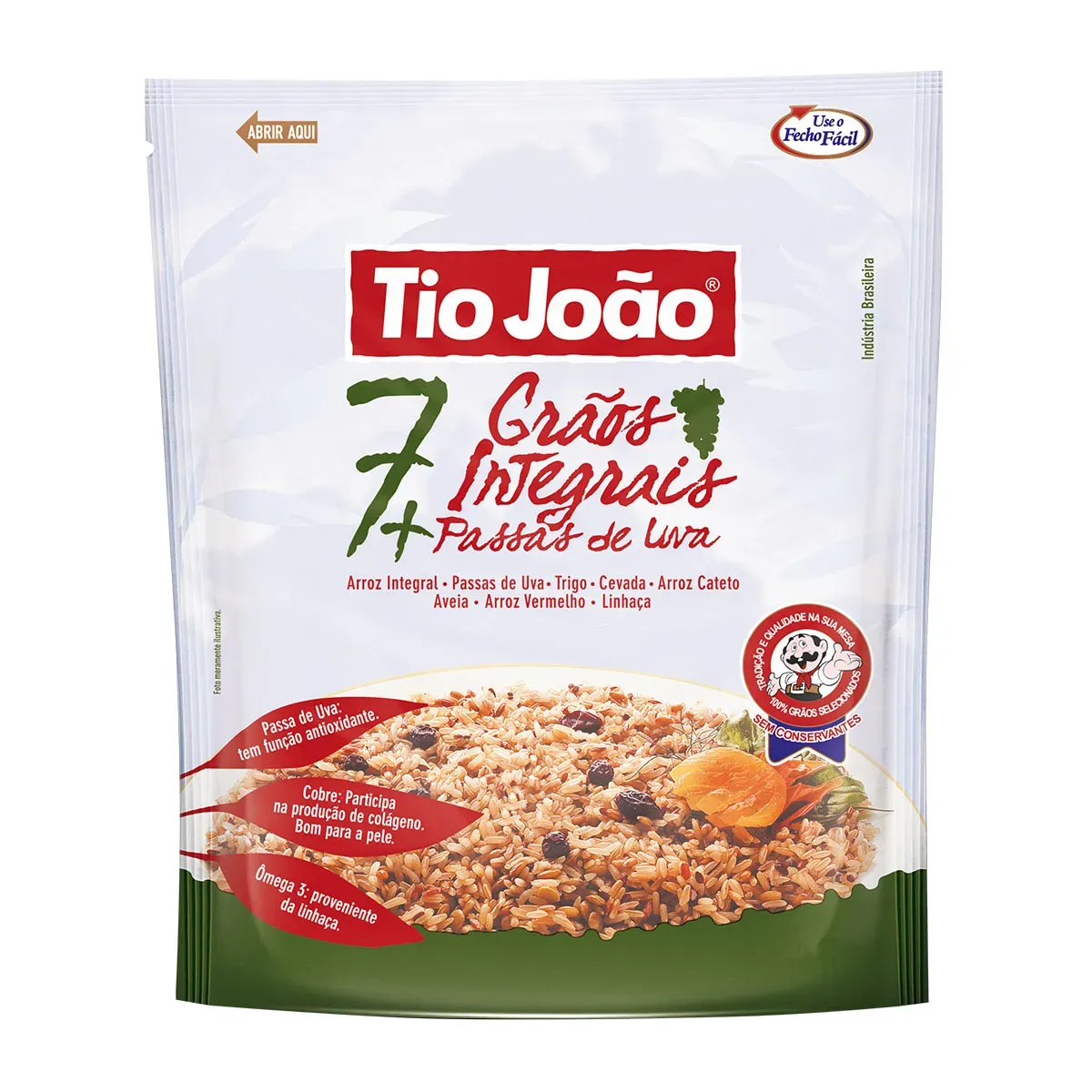 Arroz Integral 7 Grãos + Uva Passas Tio João 500G