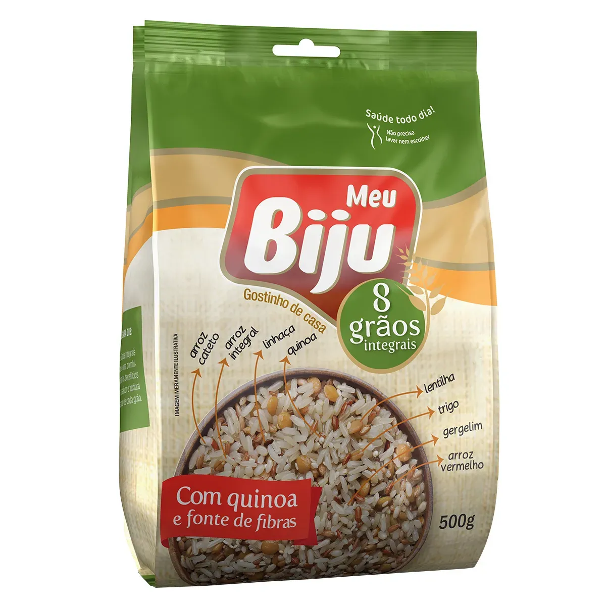 Arroz Integral 8 Grãos Meu Biju 500G
