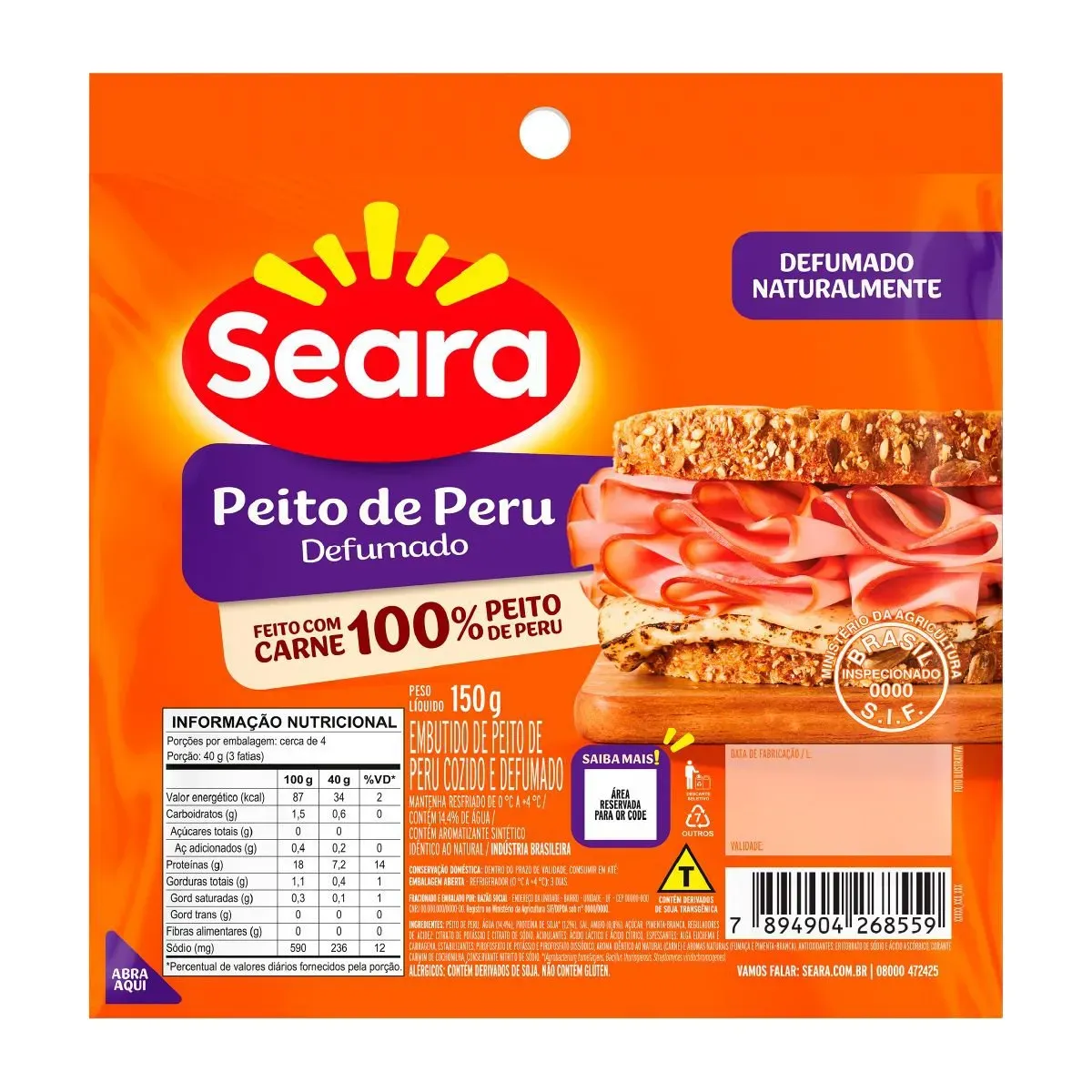 Peito de Peru Fatiado Seara 150G