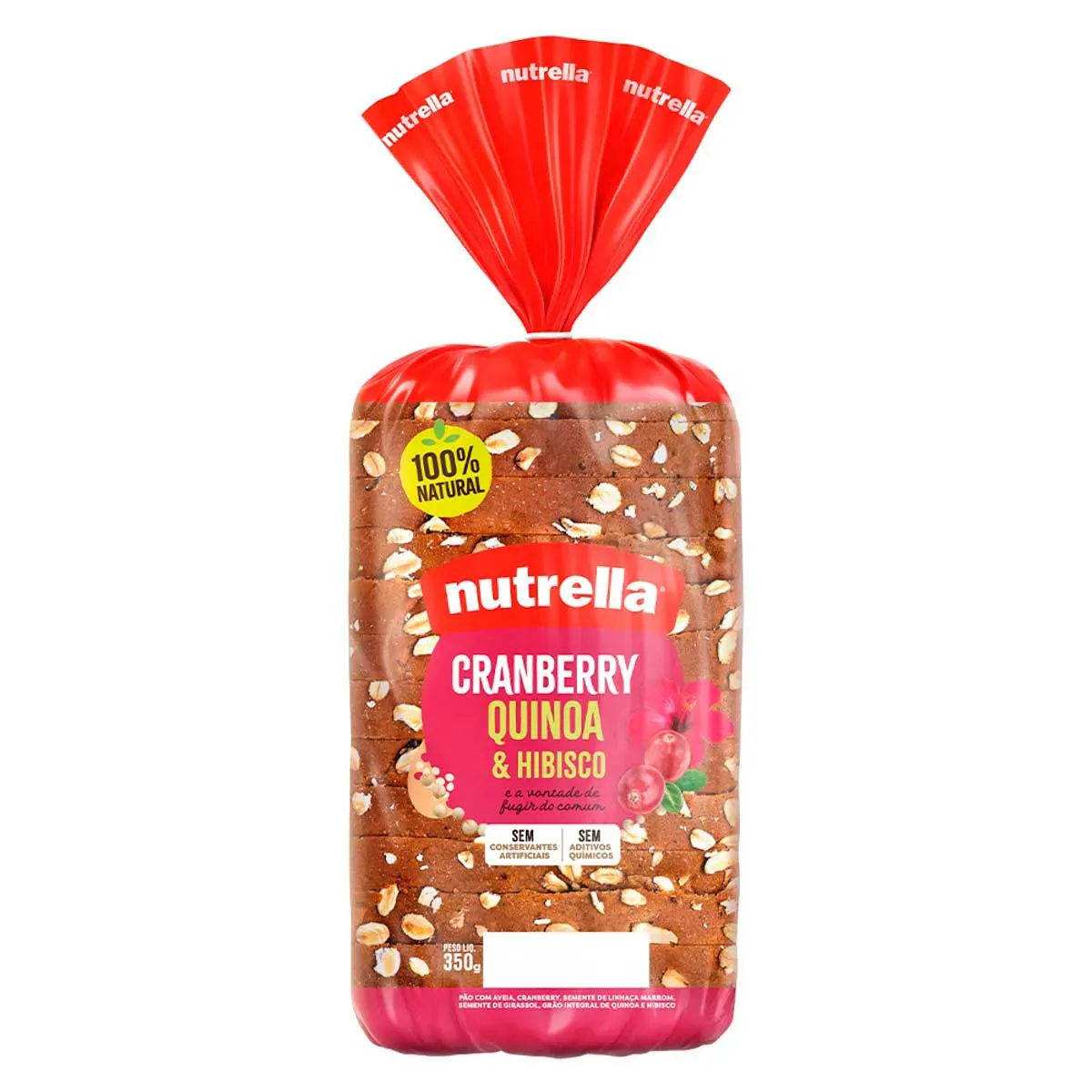 Pão Forma Cranberry, Quinoa Hibisco Nutrella 350G