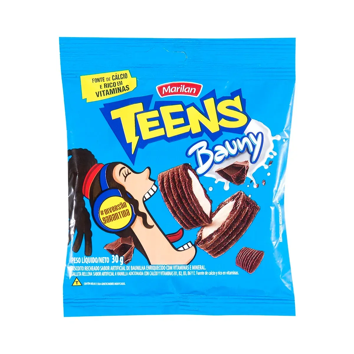 Mini Biscoito Chocolate Baunilha Teens Marilan 30G