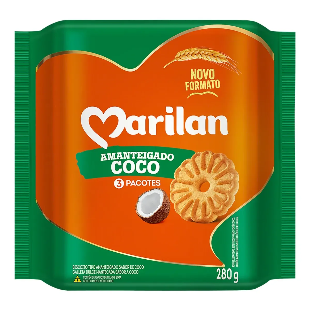 Biscoito Amanteigado Coco Marilan 280G