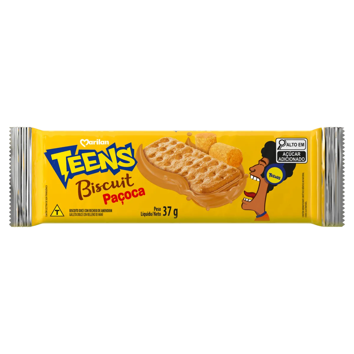 Biscoito Recheio Paçoca Teens Biscuit Marilan 37G