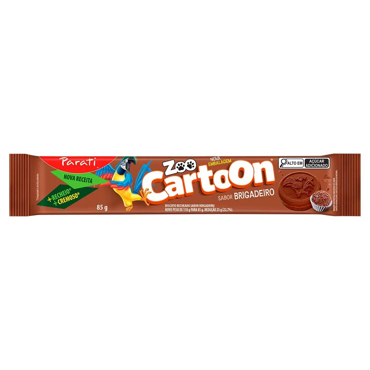 Biscoito Recheio Brigadeiro Zoo Cartoon 85G